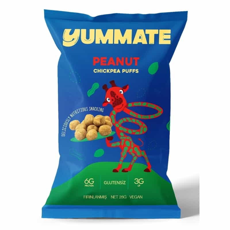 Yummate Yer Fıstığı Aromalı Vegan Glutensiz Nohut Cipsi 28 g x 18 Adet