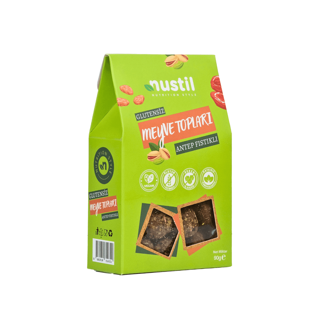 Nustil Glutensiz Antep Fıstıklı Meyve Topları 90 g x 8 Adet