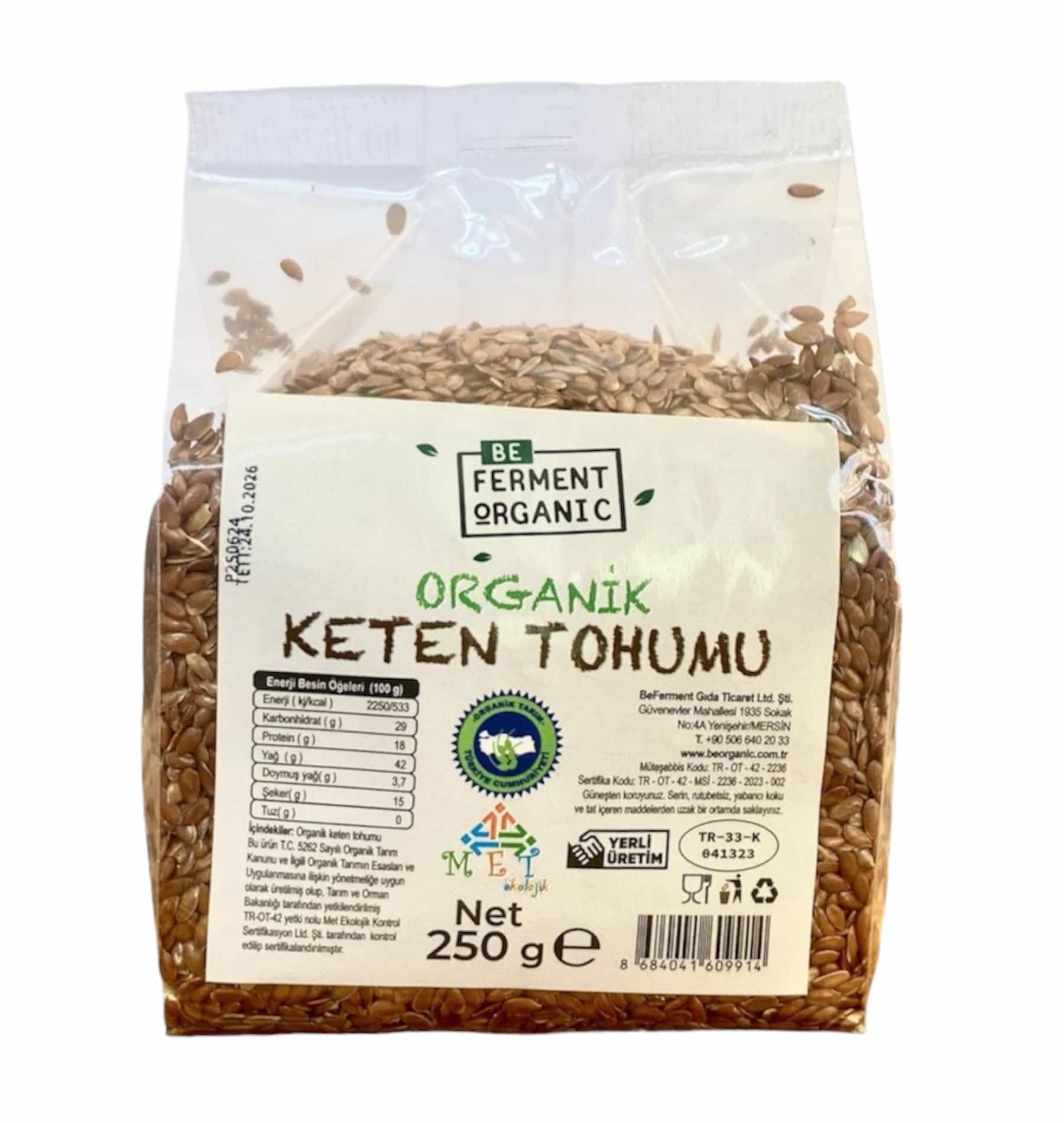 Beferment Organic Keten Tohumu 250 g x 4 Adet